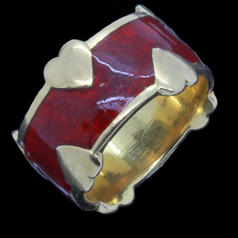 ❤️❤️❤️❤️ Tiffany & Co 18K GOLD Heart Enamel Ring❤️ - Picture 2 of 6